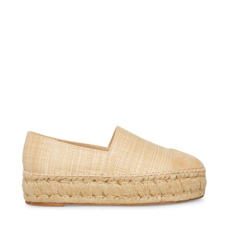 Beige Steve Madden Kitt Natural Raffia Women's Platform Shoes | PH 0613QGK